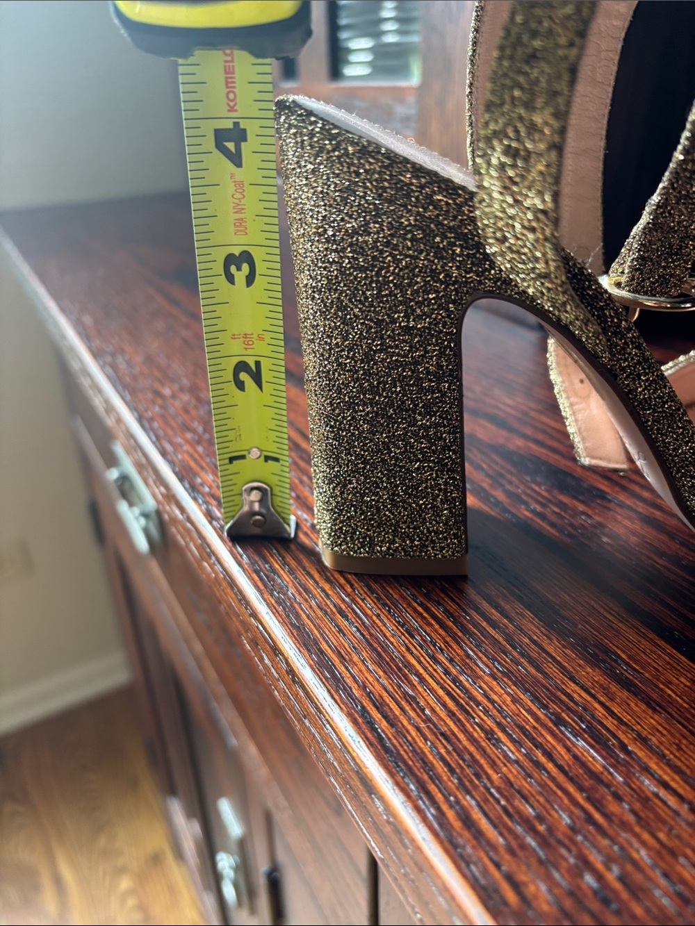 J. Crew Gold Glitter Block Heel Ankle Strap Pumps - Picture 4 of 4